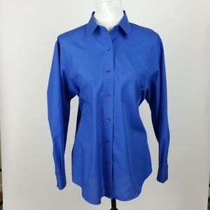 Foxcroft Blue Button Down Long Sleeve Shirt 12